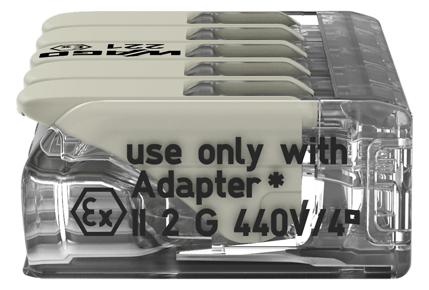 Steckklemme 5f 450V 32A Serie 221 0,14-4qmm m.BetätiHebel f.Massivleiter