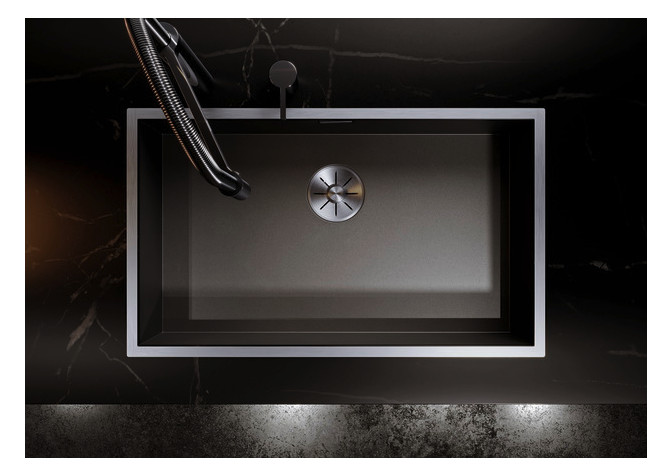 Blanco Spüle ZEROX 500-IF Dark Steel, 54 x 44 cm, Edelstahl, ohne Ablauffernbedienung