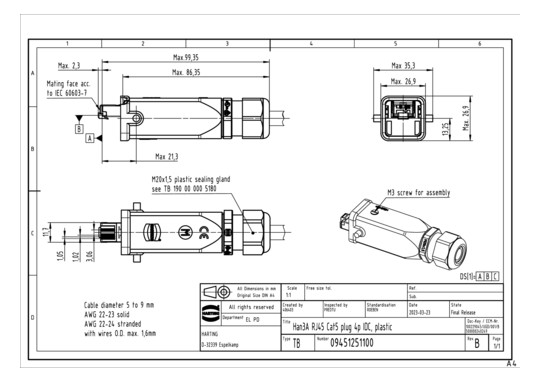 HART Steckverbinder Data 3A  09451251100 
