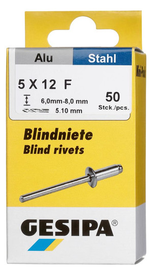 GESIPA-Blindniete Alu/Stahl - 5x12 mm (Minipack 50...