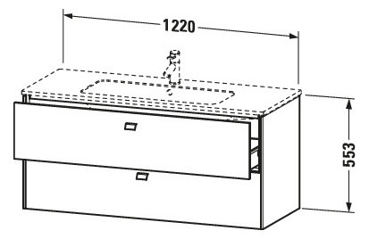 Duravit Waschtisch-Unterschrank Brioso 122 x 47,9 cm, chrom/Graphit matt, 2 Schubkästen, wandhängend