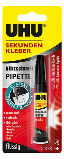 UHU-Sekundenkleber, blitzschnell Pipette Nr.45570 - 3 g