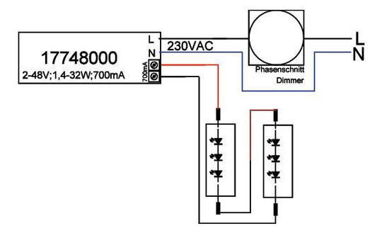 LED-Steuerung 1,4-32W 700mA 46V IP20 dim Dimmung Phasenabschnitt Kstgeh dyn
