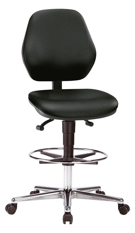 Bild Bimos Arbeitsstuhl Kunstleder schwarz Si tzhöhe 620-870 mm mit Rollen / Fußring-0
