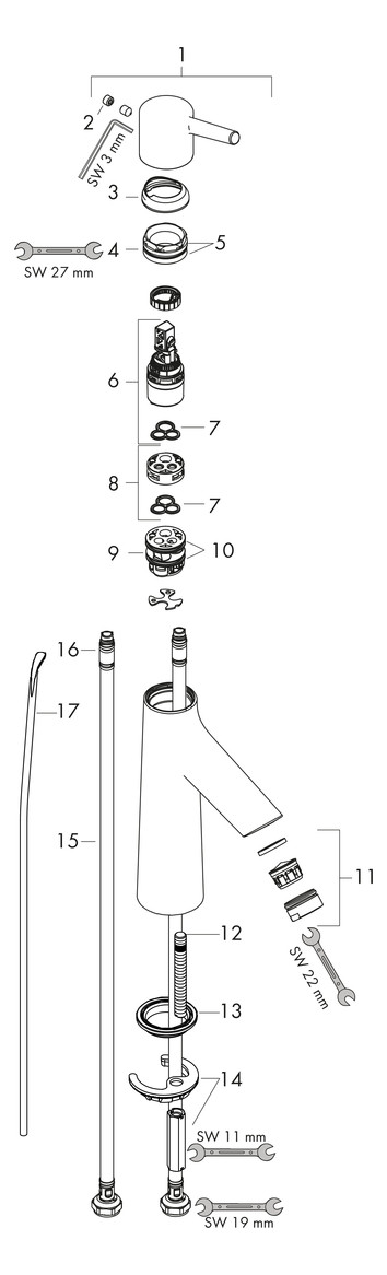 hansgrohe Waschtisch-Einhebelmischer 100 Talis S CoolStart mit Zugstangen-Ablaufgarnitur, chrom