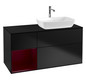 V&B Waschtisch-Unterschrank Finion 120cm, Abdeckplatte black matt, Regal Peony matt lacquer, Black matt lacquer
