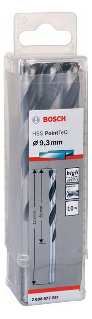 Metallbohrer Ø9,3mm zyl.Steckachse Edst f.Edelstahl f.Stahl