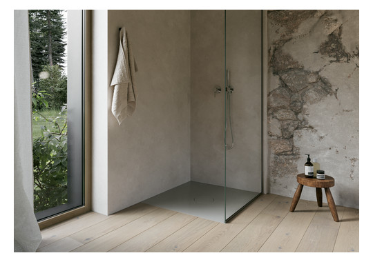 Bette Duschfliese PLUS BetteAir 1000 x 1000 mm, stone, Rechteck, glasierter Titan-Stahl, mit Minimum-Täger