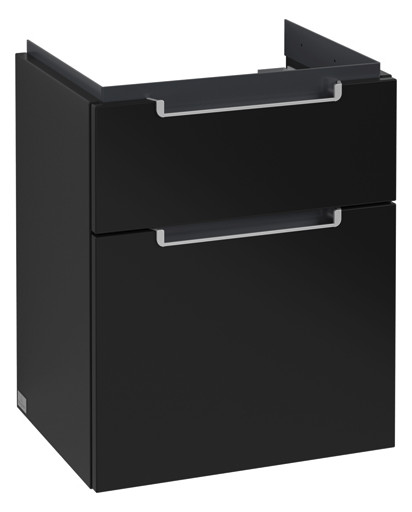V&B Waschtisch-Unterschrank Subway 2.0 48,5x59x38cm, Griff silber matt, black matt lacquer
