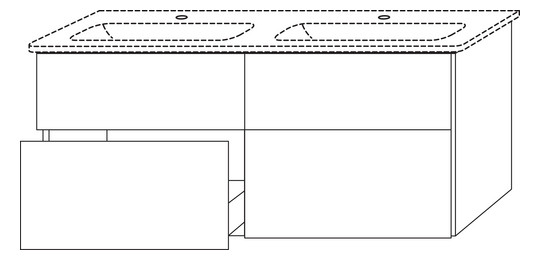 SA Waschtischunterbau mit Auszügen 3way (UP689) 582x1284x472 Vulkan-Matt