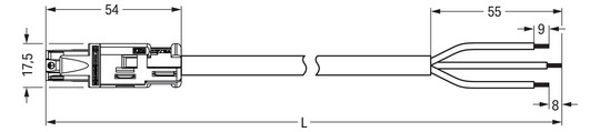 Systemverbindung 3p Serie 774 H05VV-F ws 2,5qmm 3x2,5qmm L8000mm Buchse fr.Ende