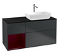 V&B Waschtisch-Unterschrank Finion 120cm, Abdeckplatte black matt, Regal Peony matt lacquer, Midnight Blue Matt Lacquer