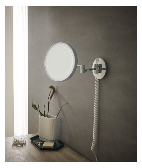 EMCO LED-Rasier-/Kosmetikspiegel Pure Ø 203 mm, rund, Vergrößerung 3-fach, mit Kippschalter, chrom