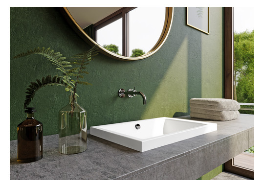 Kaldewei Aufsatzwaschtisch PURO S 3173, 60 x 38,5 cm, warm grey 10, mit Überlauf, ohne Hahnloch