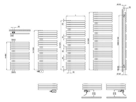 Bemm Badheizkörper Ellipsis B 1830 x 600 mm, samtweiß