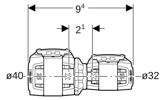 Geberit Reduktion FlowFit Ø 40 x 32 mm, PPSU