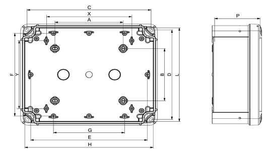 Wandschrank Kst IP66 B80xH125xT65mm unbeh RAL7035