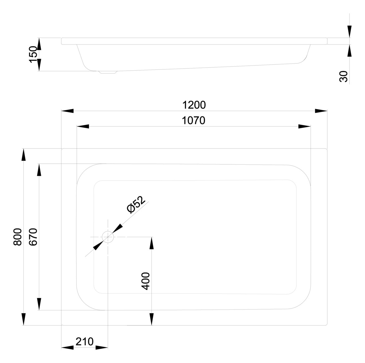 Duschwanne BetteQuinta 120x80x15cm, calypso