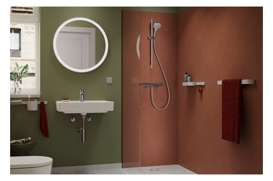 hansgrohe Waschtisch-Einhebelmischer 100 Vernis Blend CoolStart mit Zugstangen-Ablaufgarnitur, chrom