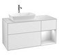 V&B Waschtisch-Unterschrank Finion 120cm, Abdeckplatte white matt, Regal White matt lacquer, Glossy white lacquer