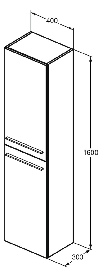 Ideal-Standard Hochschrank i.life A 40x30x160cm, 2 Türen, Anschlag rechts oder links, carbongrau matt