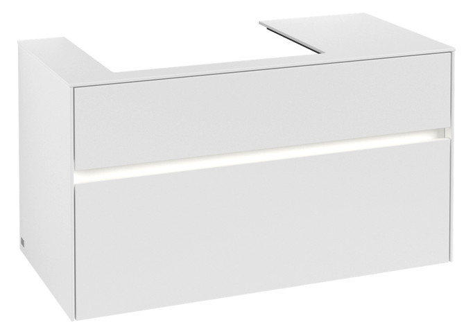 V&B Waschtischunterschrank Collaro 100x54,8x50cm, Waschtisch links, LED-Beleuchtung 7,3 W, white matt