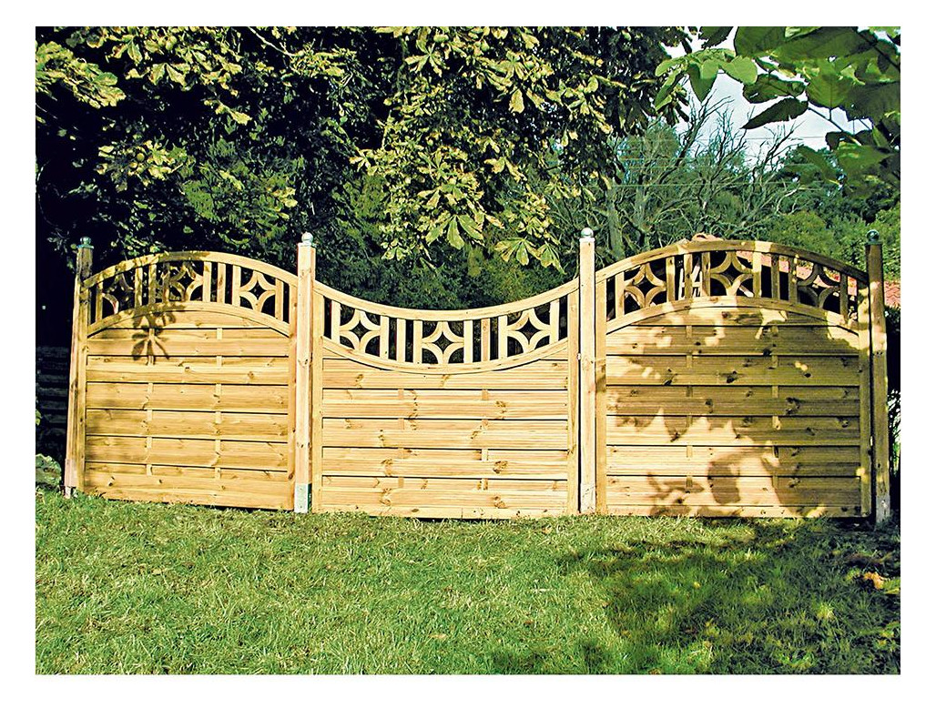 Bild Antikzaun Doppelbogen I 180 x 180/160 cm, Rahmen 45/68 mm, kdi-grün Lam. genutet - n.a.-1