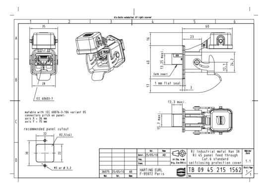 HART Han3A RJ45 10G Cat6 WDF 09452151562 