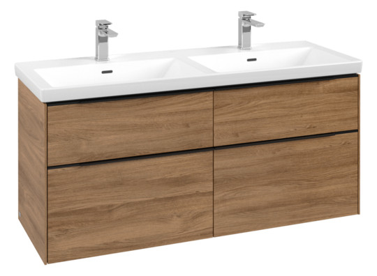 V&B Waschtisch-Unterschrank Subway 3.0 127,2x56,6x47,8cm, ohne LED/Griff Volcano black, kansas oak