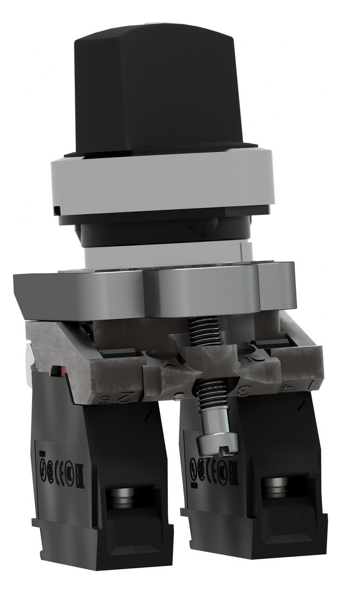 Wahlschalter 2stuf rast kurz.Drehgriff Ø22,5mm Schaltfunktion verrastend IP66