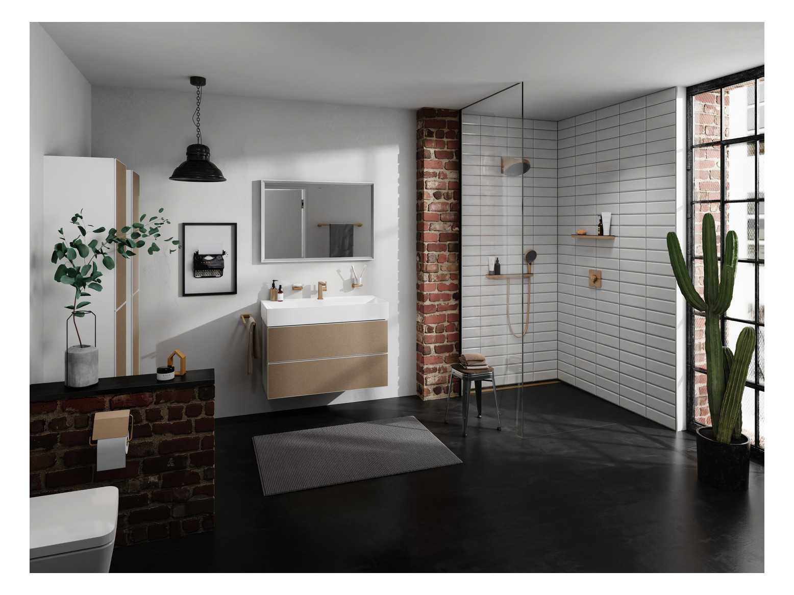 hansgrohe Handtuchhalter AddStoris Länge 445mm, zweiarmig, Wandmontage, Metall, brushed bronze
