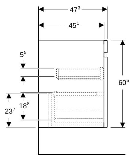GE Renova Plan US für MWT, mit 1 Schbl. 53,8x60,5x47,3cm, Nussbaum hickory