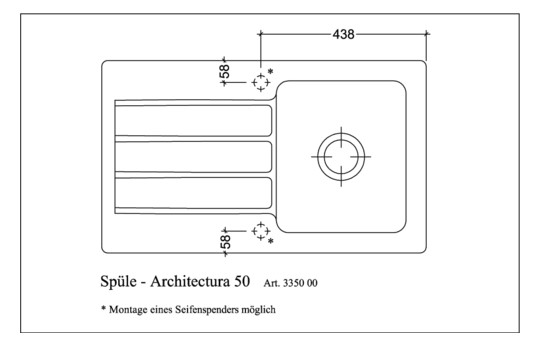 V&B Spüle Architectura 50 mit Ablaufgarnitur, Excenterbetätigung, graphit CeramicPlus
