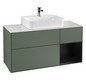 V&B Waschtisch-Unterschrank Finion 120cm, Abdeckplatte white matt, Regal rechts Black matt lacquer, Olive Matt Lacquer