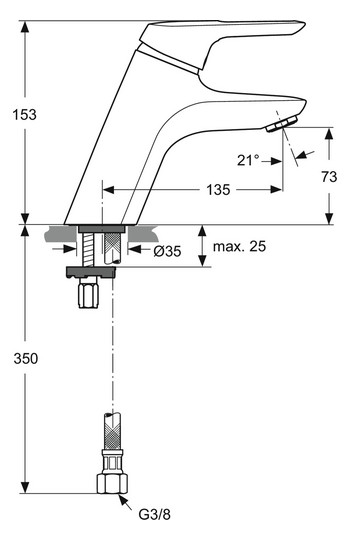 Ideal-Standard Waschtisch-Einhebelmischer CeraMix Blue ohne Ablaufgarnitur, chrom
