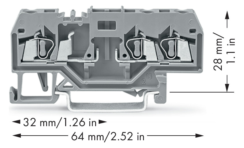 Reihenklemme 0,08-2,5qmm Serie 280 10A 1Etage 3kl gr Hutschiene TH35