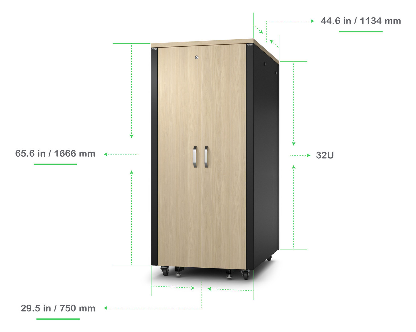 Netzwerkschrank ST 32HE IP2X pulverbesch B750xH1675xT1130,4mm m.Festrahm