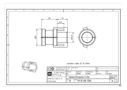 HART Kabeldurchführungstülle 09000005360 