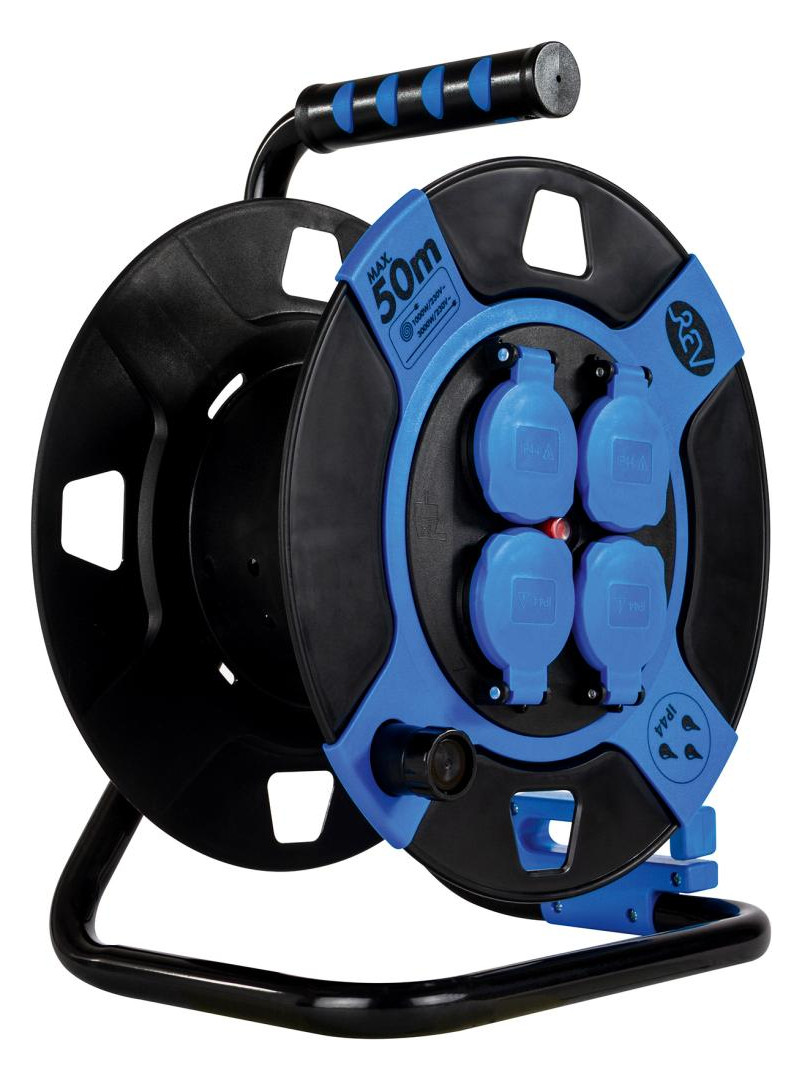 Bild Leertrommel 4-fach Kunststoff IP44 schwa rz/blau REV-1