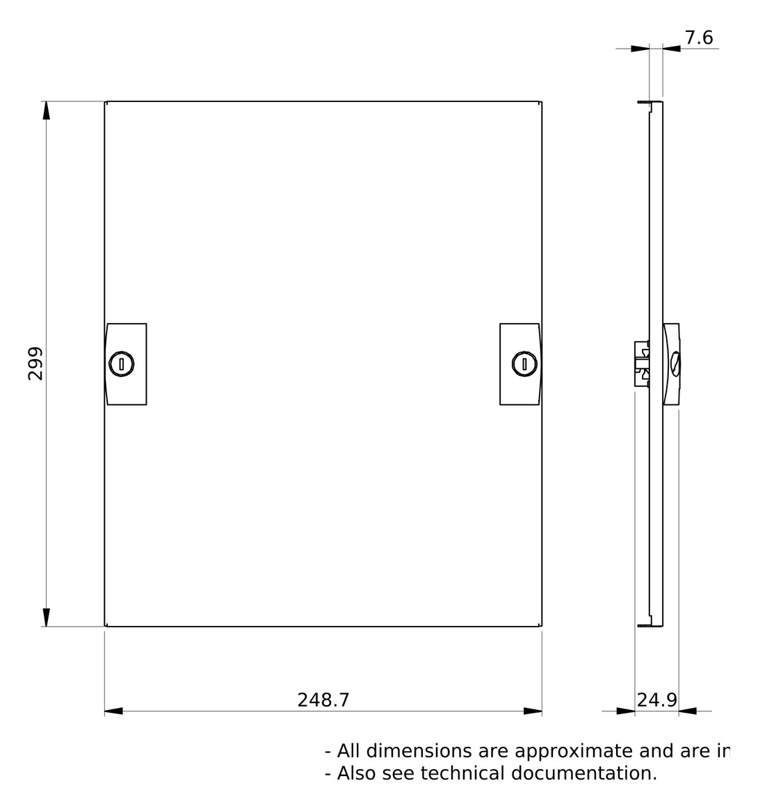 Schrank-Frontplatte 6HE B250xH300mm ST pulverbesch