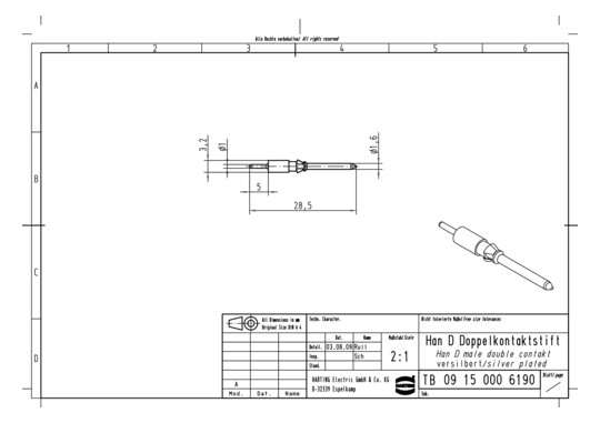 HART R15 Doppelkontaktstift  09150006190 