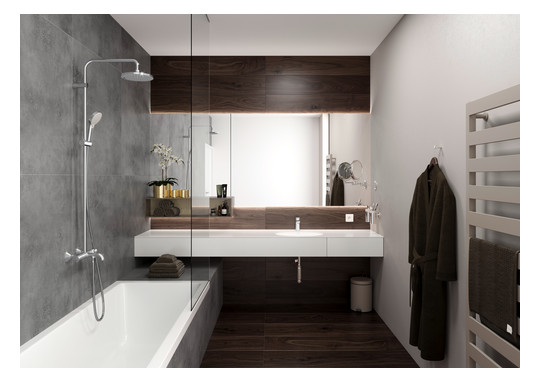 hansgrohe Waschtisch-Einhebelmischer 100 Vernis Blend mit Zugstangen-Ablaufgarnitur, chrom