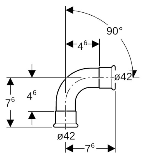Geberit Gas-Bogen Mapress 90Grad, für Natur- und Flüssiggas, Kupfer, Ø 42 mm