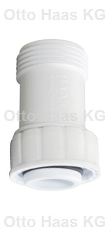 HAAS Gewinde-Verlängerung 1" AG/IG, 62mm, mit Rückflussverhinderer, für Rohrbelüfter, Polypropylen, weiß