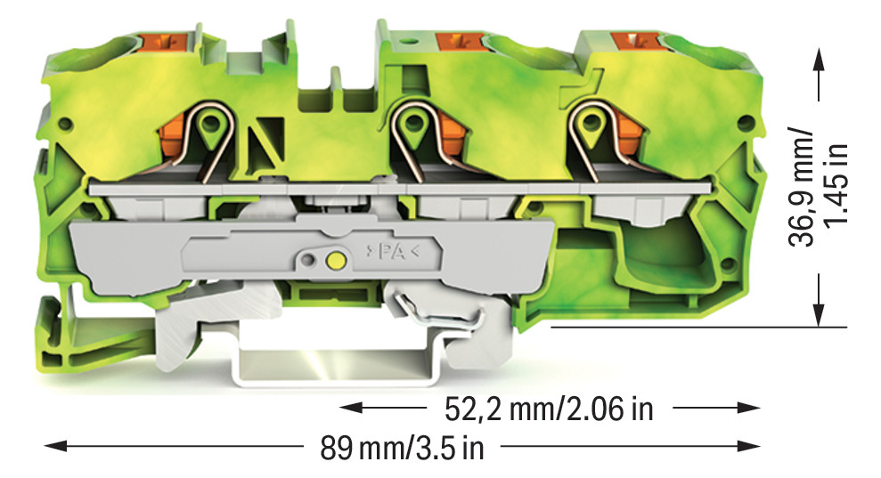 Schutzleiter-Reihenklemme 0,5-16qmm gn/ge 1Etage Hutschiene TH35
