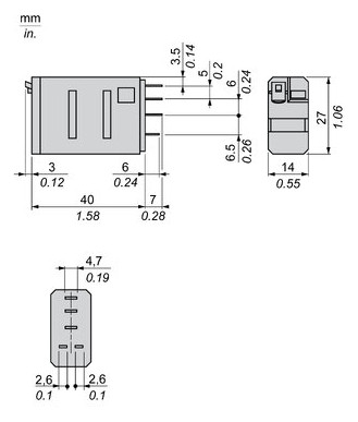 Schaltrelais 120V/AC 1W IP40 14x27x50mm Steckanschl