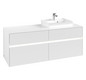 V&B Waschtischunterschrank Collaro 140x54,8x50cm, Waschtisch rechts, LED-Beleuchtung 10,4W, white matt