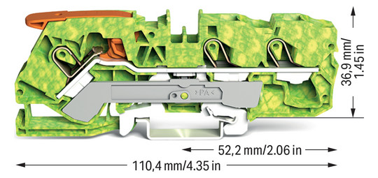 Schutzleiter-Reihenklemme 0,5-10qmm gn/ge 1Etage APL_erf. Hutschiene TH35