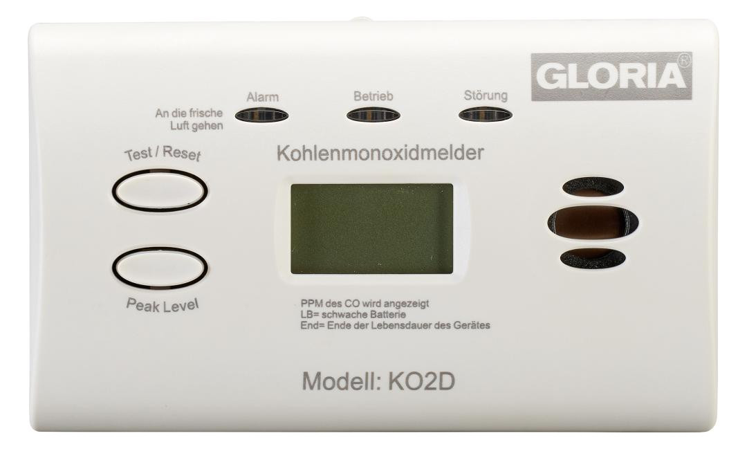 Bild Kohlenmonoxidmelder KO2D mit Display B15 4xT44H80 mm Gloria-0