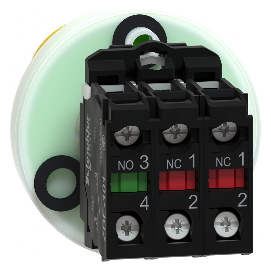 Not-Aus Taster EB IP66 Dreh 2S 1Ö m.Bel Ø22mm Einb Schraub